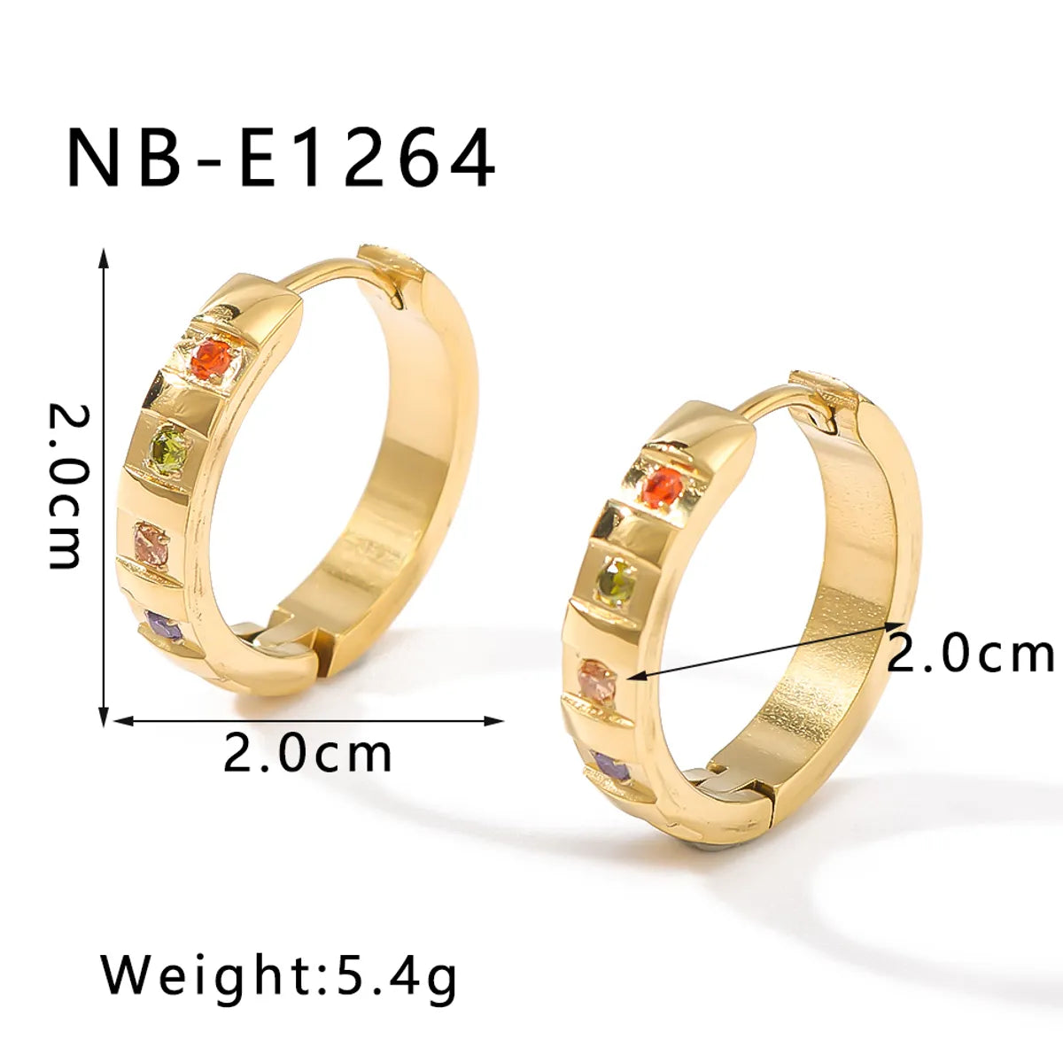 1 Pair Simple Style Shiny Circle Heart Shape Plating Inlay 304 Stainless Steel Zircon 18K Gold Plated Earrings