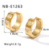 1 Pair Simple Style Shiny Circle Heart Shape Plating Inlay 304 Stainless Steel Zircon 18K Gold Plated Earrings