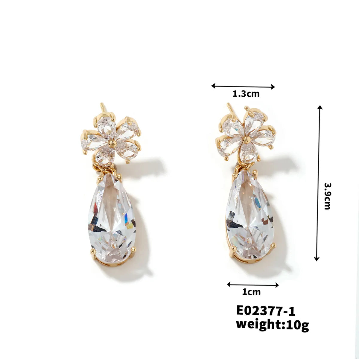 1 Pair Simple Style Shiny Flower Inlay Copper Zircon K Gold Plated Rhodium Plated Drop Earrings