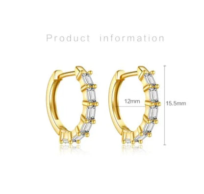 1 Pair Simple Style Shiny Geometric Inlay Sterling Silver Zircon 18K Gold Plated Earrings