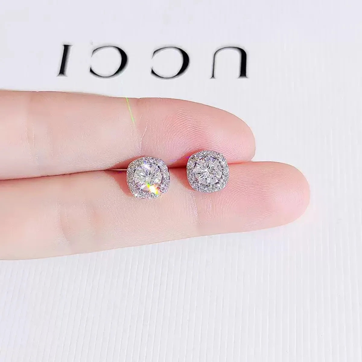 1 Pair Simple Style Shiny Geometric Inlay Sterling Silver Zircon Ear Studs