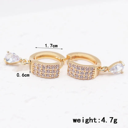 1 Pair Simple Style Shiny Geometric Plating Inlay Alloy Rhinestones Zircon Gold Plated Earrings