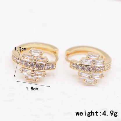 1 Pair Simple Style Shiny Geometric Plating Inlay Alloy Rhinestones Zircon Gold Plated Earrings