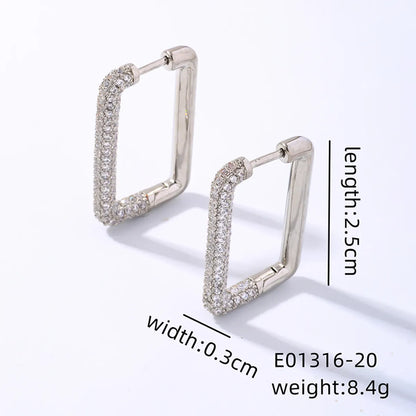 1 Pair Simple Style Shiny Geometric Plating Inlay Copper Zircon Earrings