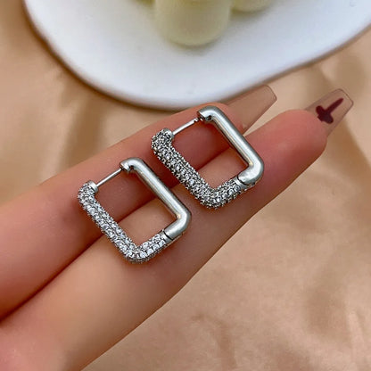 1 Pair Simple Style Shiny Geometric Plating Inlay Copper Zircon Earrings