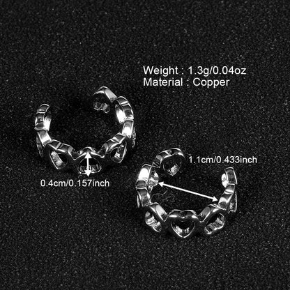 1 Pair Simple Style Shiny Heart Shape Polishing Plating Copper Zircon White Gold Plated Ear Cuffs