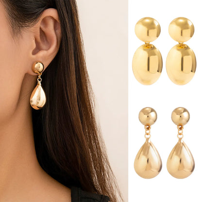 1 Pair Simple Style Shiny Oval Polishing Alloy Drop Earrings