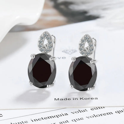 1 Pair Simple Style Shiny Oval Water Droplets Inlay Copper Zircon Earrings