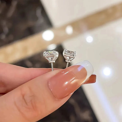 1 Pair Simple Style Shiny Rectangle Inlay Copper Zircon Ear Studs