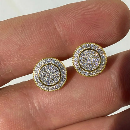 1 Pair Simple Style Shiny Round Inlay Copper Zircon Ear Studs