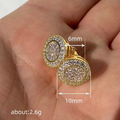 1 Pair Simple Style Shiny Round Inlay Copper Zircon Ear Studs