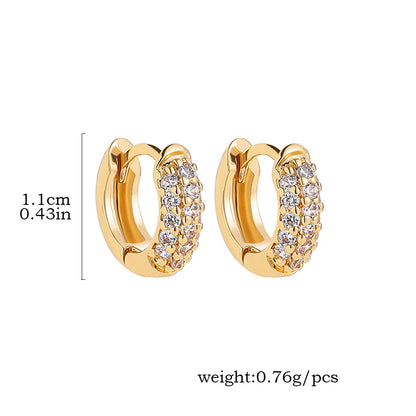 1 Pair Simple Style Shiny Round Inlay Copper Zircon Earrings