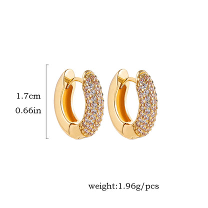 1 Pair Simple Style Shiny Round Inlay Copper Zircon Earrings