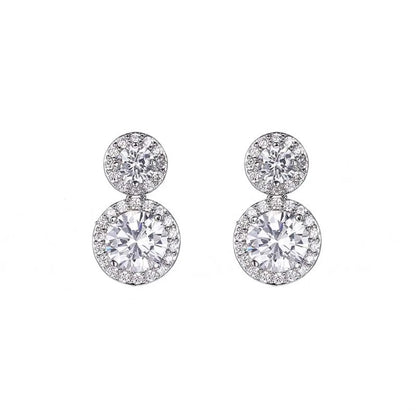 1 Pair Simple Style Shiny Round Plating Inlay Copper Alloy Zircon Drop Earrings