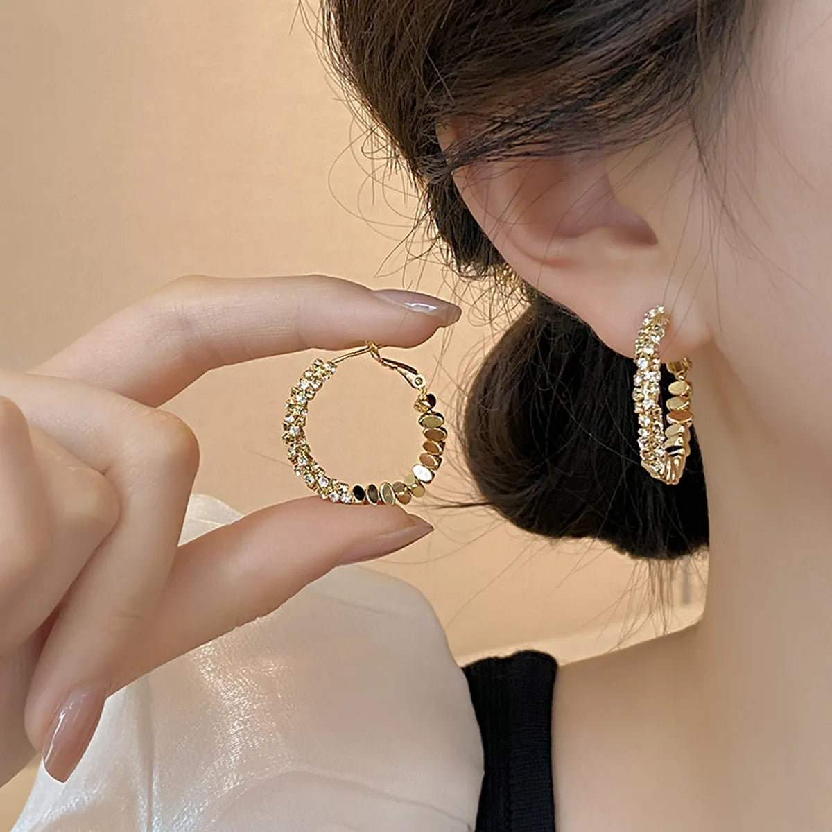 1 Pair Simple Style Shiny Round Plating Inlay Copper Zircon Earrings