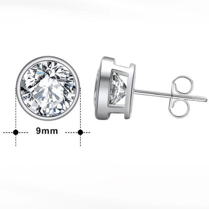 1 Pair Simple Style Shiny Round Plating Inlay Sterling Silver Zircon Ear Studs