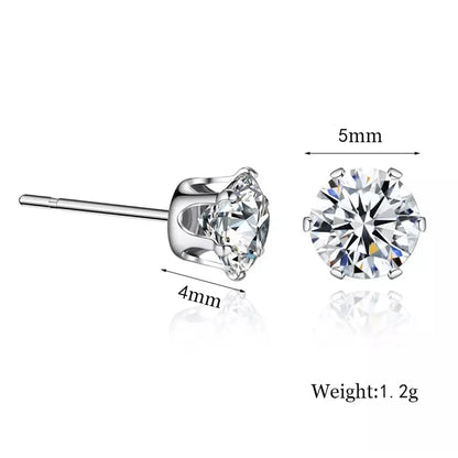 1 Pair Simple Style Shiny Round Stainless Steel Brass Plating Inlay Zircon Platinum Plated Rhodium Plated Ear Studs