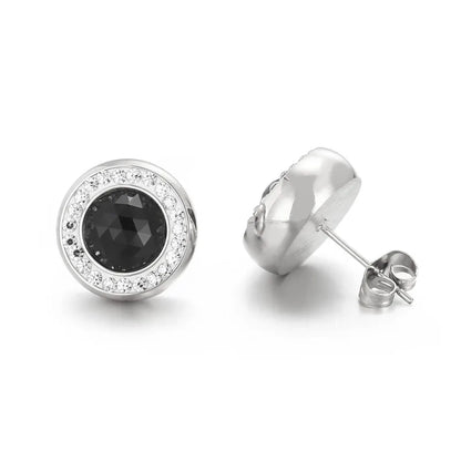 1 Pair Simple Style Shiny Round Plating Inlay Stainless Steel Artificial Crystal Zircon 18K Gold Plated Ear Studs