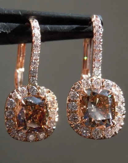 1 Pair Simple Style Shiny Square Copper Inlay Zircon Drop Earrings