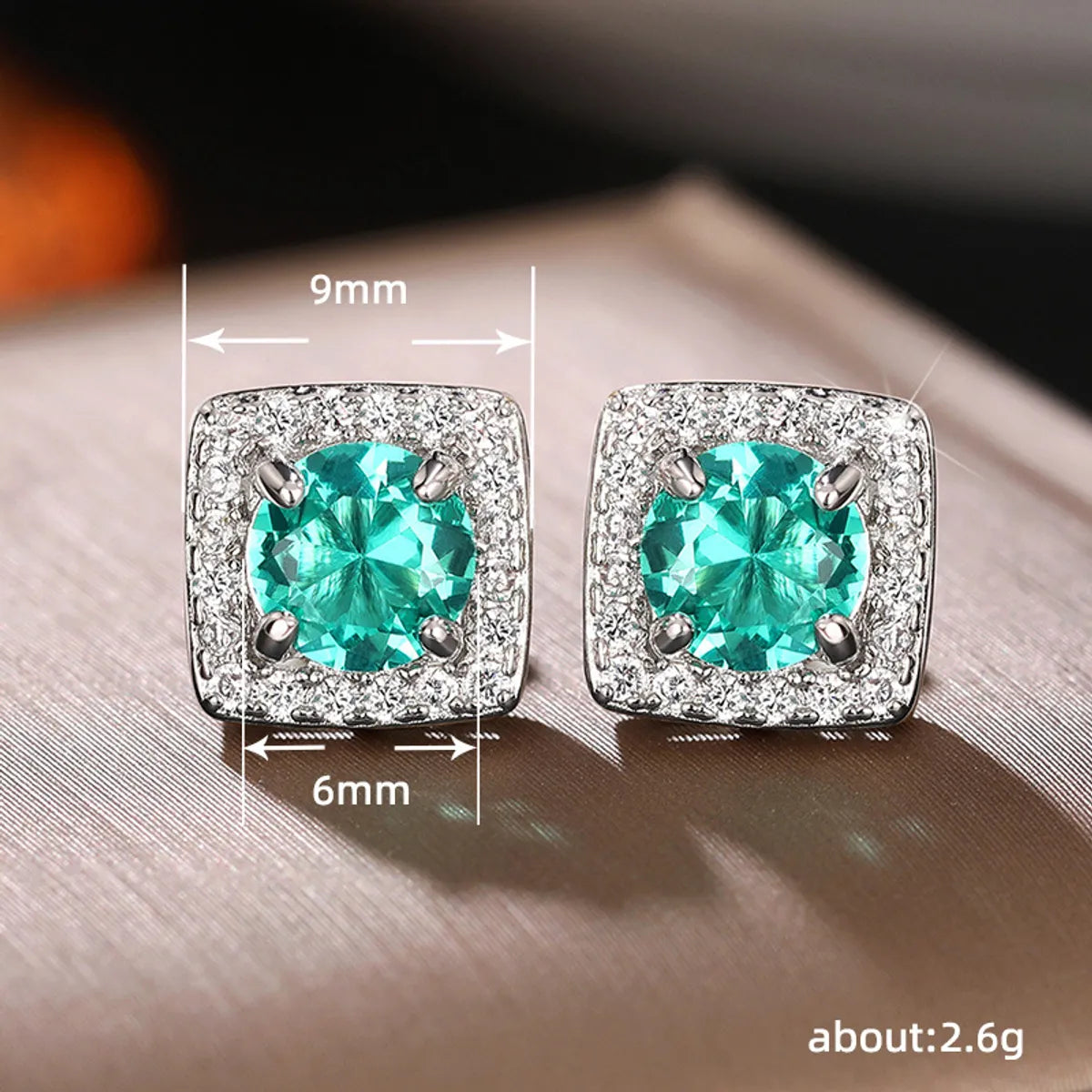 1 Pair Simple Style Shiny Square Plating Inlay Copper Zircon Ear Studs