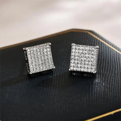 1 Pair Simple Style Shiny Square Polishing Plating Inlay Copper Zircon 18k Gold Plated Ear Studs