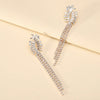 1 Pair Simple Style Shiny Tassel Inlay Alloy Glass Drop Earrings