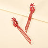 1 Pair Simple Style Shiny Tassel Inlay Alloy Glass Drop Earrings