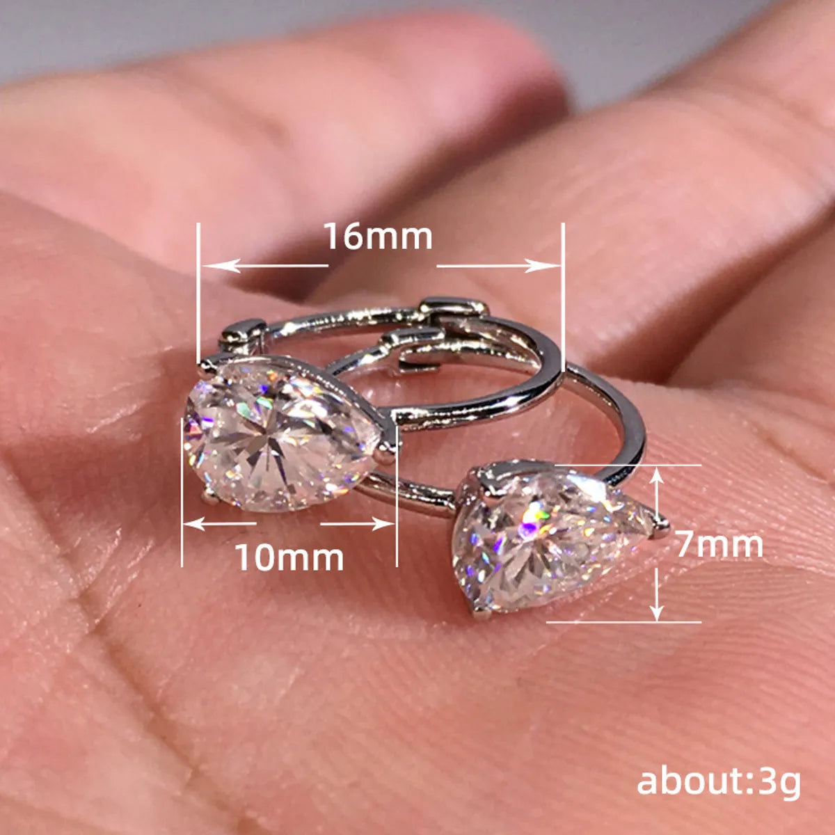 1 Pair Simple Style Shiny Water Droplets Plating Inlay Copper Zircon Earrings