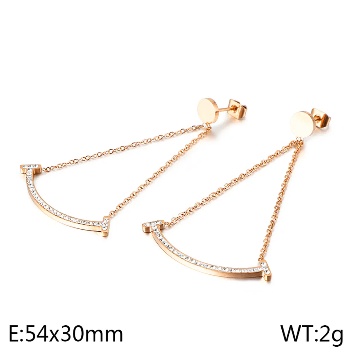 1 Pair Simple Style Smile Face Inlay 304 Stainless Steel Rhinestones 18K Gold Plated Drop Earrings