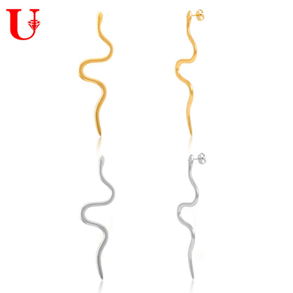 1 Pair Simple Style Snake 304 Stainless Steel Ear Studs