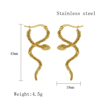 1 Pair Simple Style Snake Plating Stainless Steel 18k Gold Plated Earrings