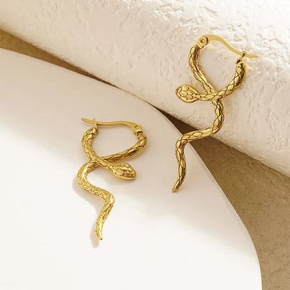 1 Pair Simple Style Snake Plating Stainless Steel 18k Gold Plated Earrings