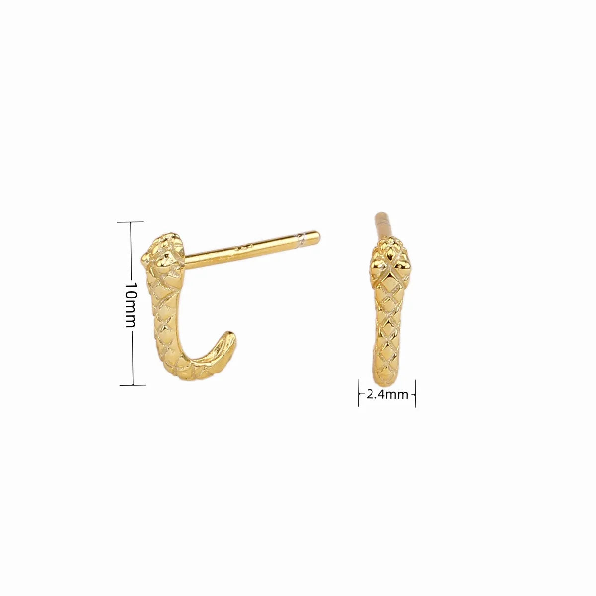 1 Pair Simple Style Snake Plating Sterling Silver Gold Plated Ear Studs