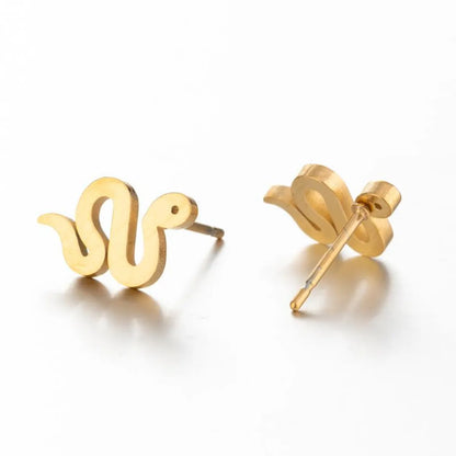 1 Pair Simple Style Snake Stainless Steel Plating Ear Studs