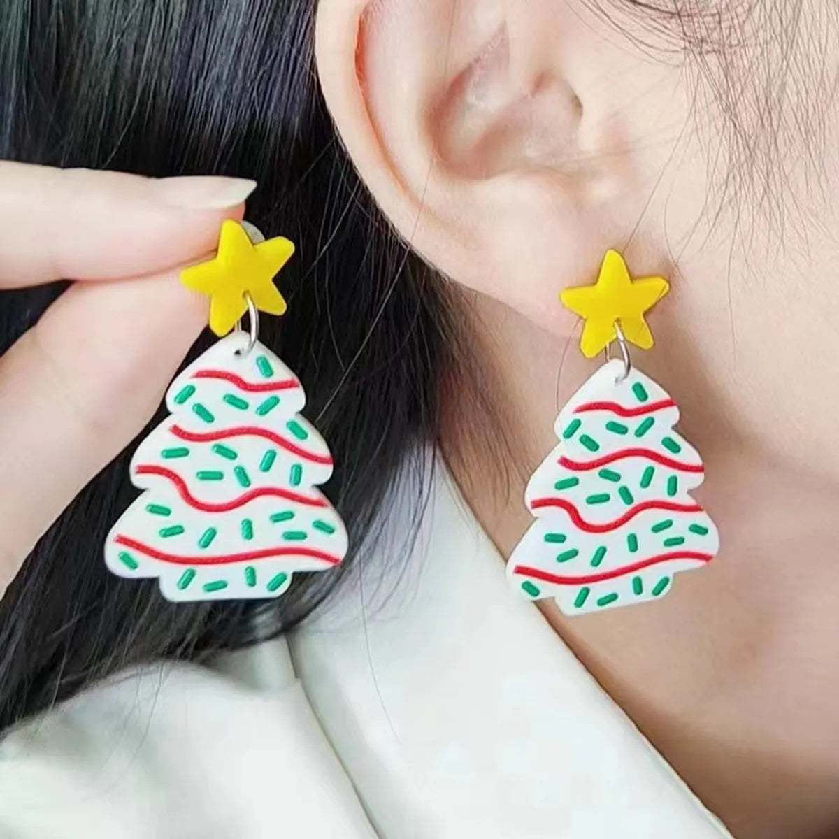 1 Pair Simple Style Snowflake Patchwork Arylic Drop Earrings