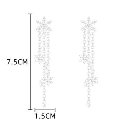 1 Pair Simple Style Snowflake Plating Inlay Alloy Artificial Diamond Drop Earrings