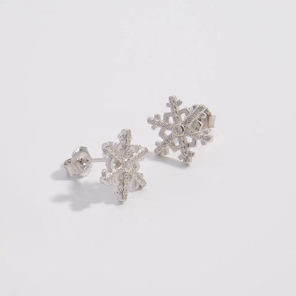 1 Pair Simple Style Snowflake Plating Inlay Sterling Silver Zircon Ear Studs