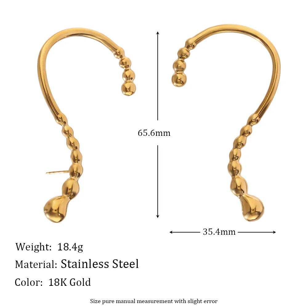 1 Pair Simple Style Solid Color 304 Stainless Steel 18K Gold Plated Ear Cuffs Ear Hanging