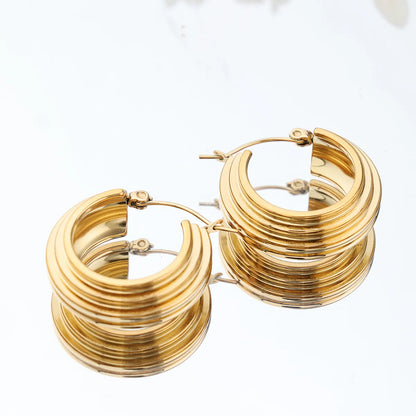 1 Pair Simple Style Solid Color 304 Stainless Steel 18K Gold Plated Ear Studs