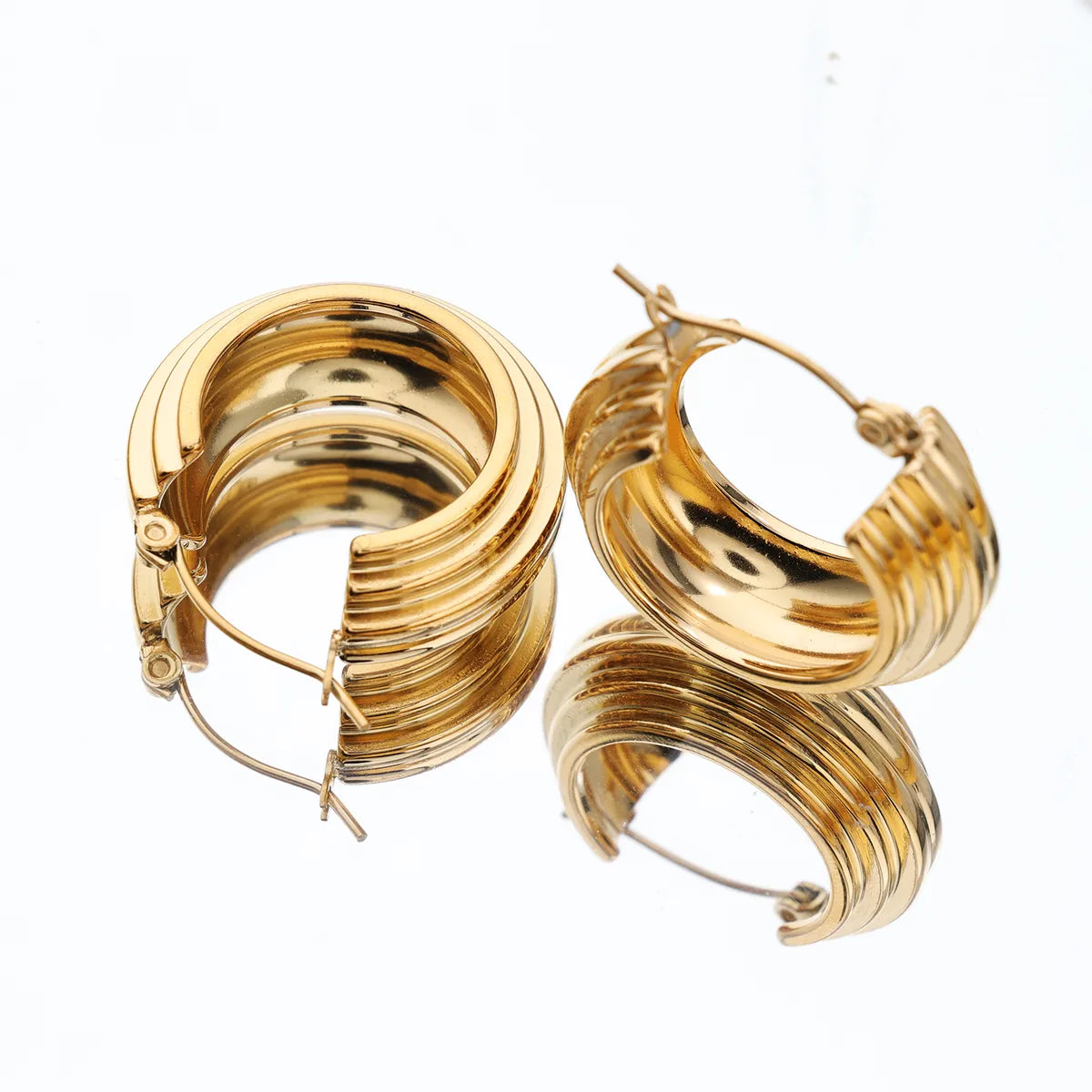 1 Pair Simple Style Solid Color 304 Stainless Steel 18K Gold Plated Ear Studs