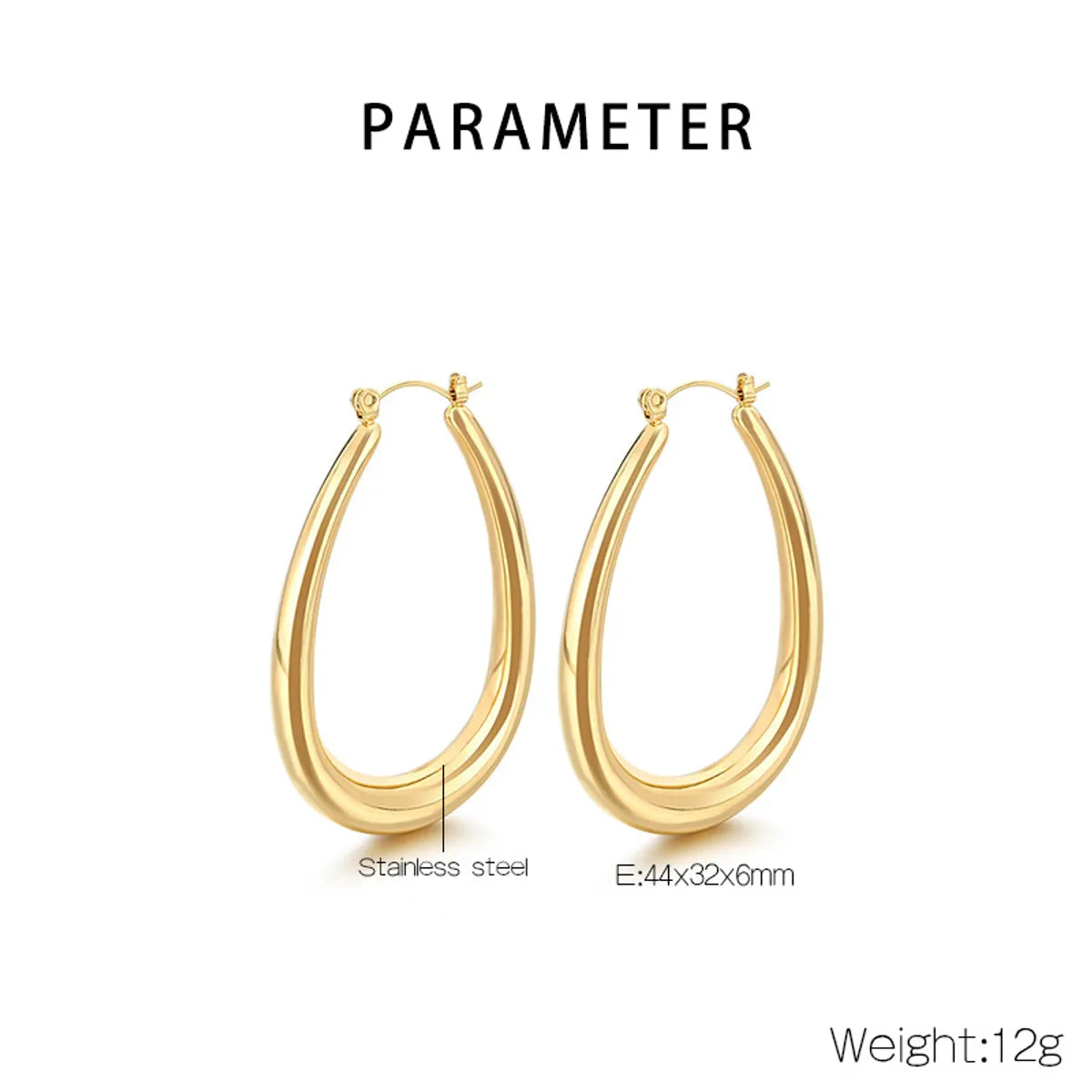 1 Pair Simple Style Solid Color 304 Stainless Steel 18K Gold Plated Hoop Earrings