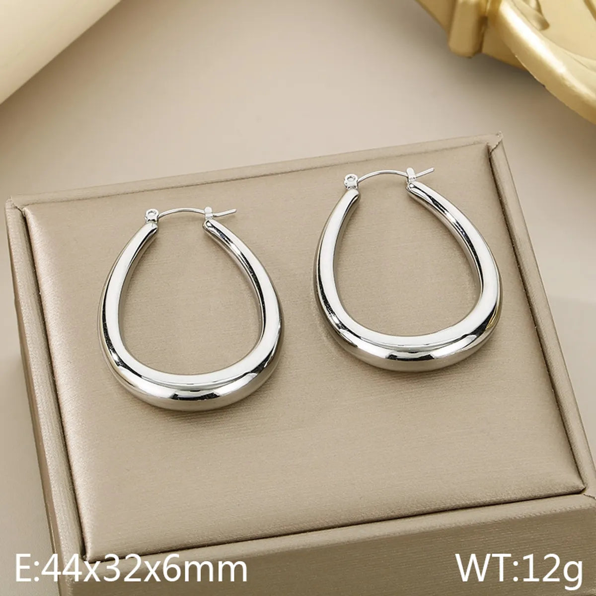 1 Pair Simple Style Solid Color 304 Stainless Steel 18K Gold Plated Hoop Earrings