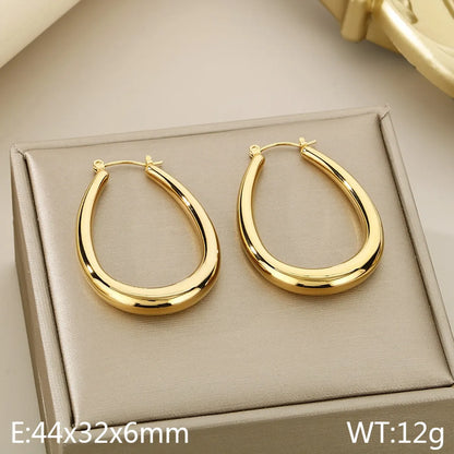 1 Pair Simple Style Solid Color 304 Stainless Steel 18K Gold Plated Hoop Earrings