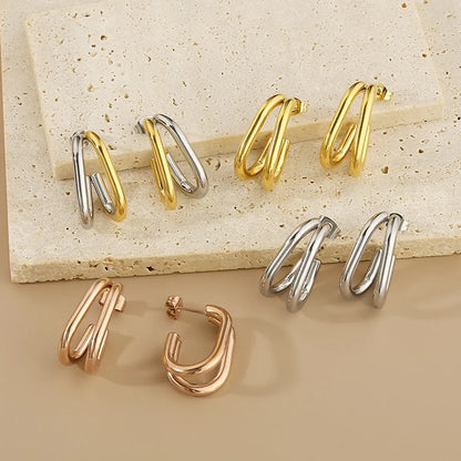 1 Pair Simple Style Solid Color 304 Stainless Steel 18K Gold Plated Ear Studs