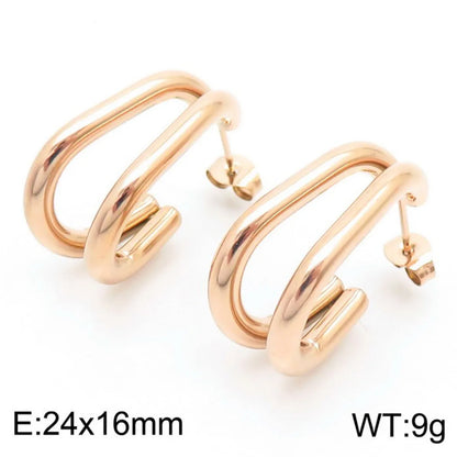 1 Pair Simple Style Solid Color 304 Stainless Steel 18K Gold Plated Ear Studs