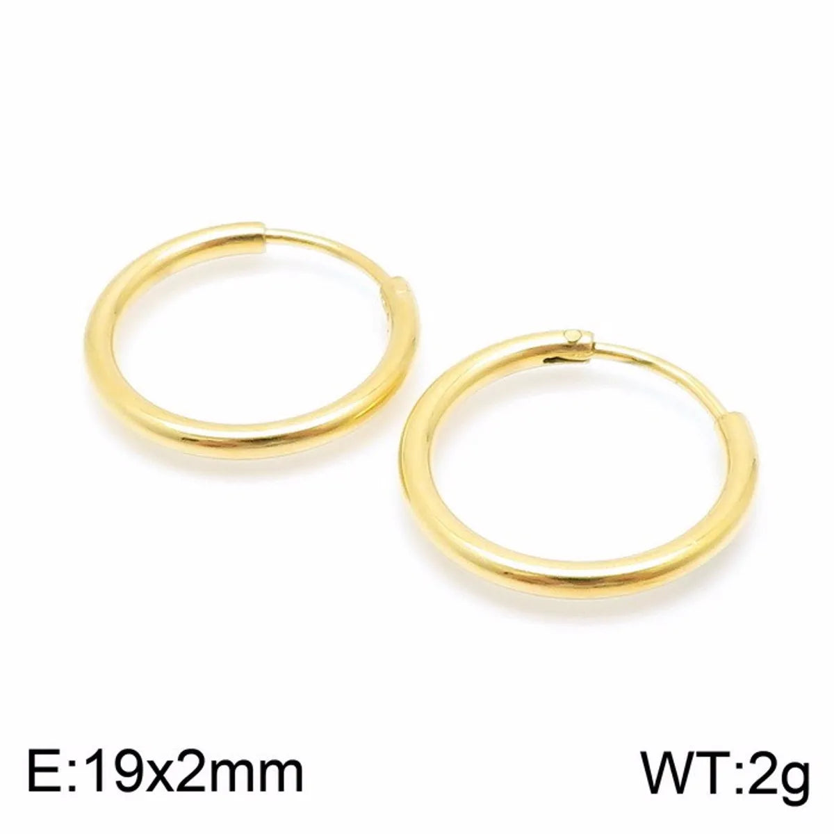 1 Pair Simple Style Solid Color 304 Stainless Steel 18K Gold Plated Earrings