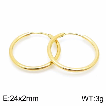 1 Pair Simple Style Solid Color 304 Stainless Steel 18K Gold Plated Earrings