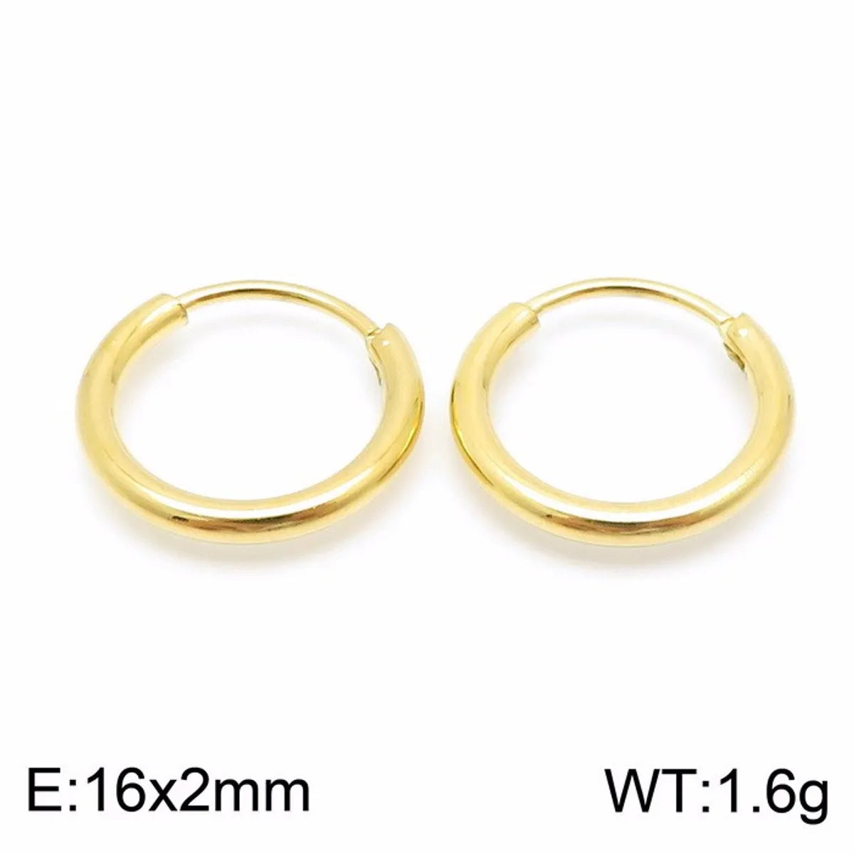 1 Pair Simple Style Solid Color 304 Stainless Steel 18K Gold Plated Earrings