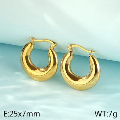 1 Pair Simple Style Solid Color 304 Stainless Steel 18K Gold Plated Earrings