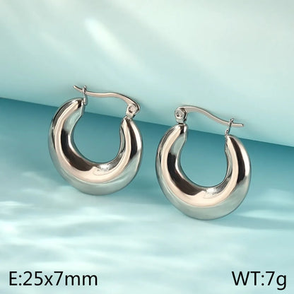 1 Pair Simple Style Solid Color 304 Stainless Steel 18K Gold Plated Earrings